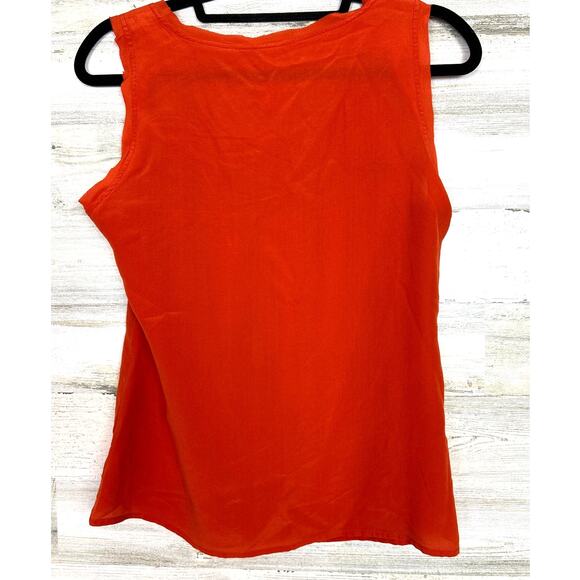 Tory Burch Womens 6 Orange Silk Sleeveless Pleated Designer Dress Blouse Top - Picture 3 of 6